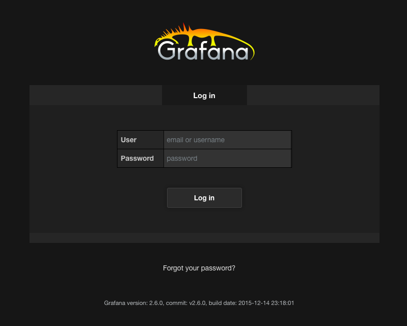 Grafana login scree