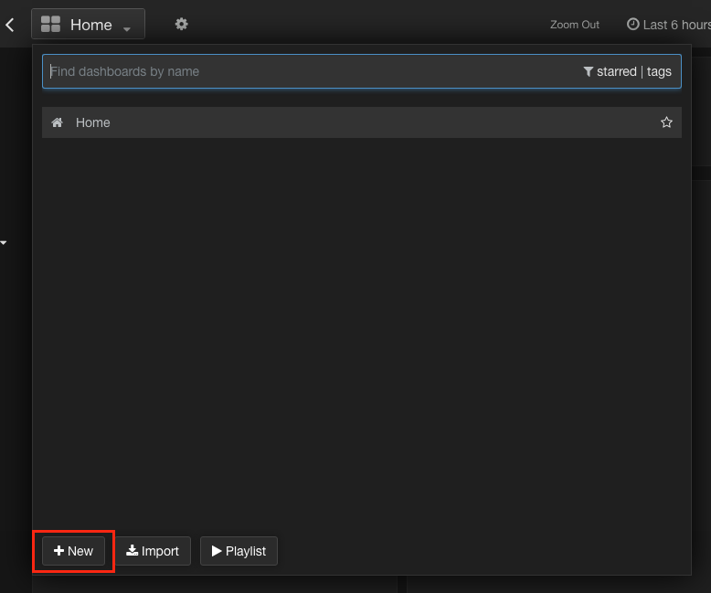 New dashboard button